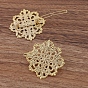 Brass Filigree Hair Barrette, with Iron Findings, Flower