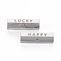 304 из нержавеющей стали бусы, с оболочкой и горный хрусталь, шестиугольная призма со словом lucky