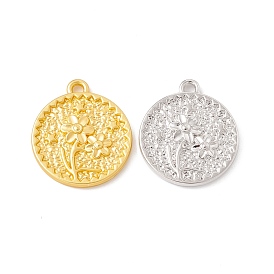 Alloy Pendants, Flat Round with Flower & Star
