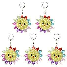 Брелок с подвеской из пластиковых бусин, с железными кольцами, подсолнечник