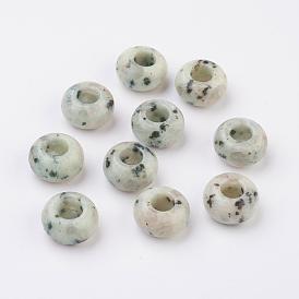 Gemstone European Beads, Large Hole Beads, Rondelle