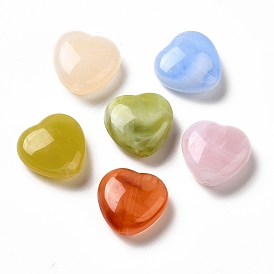 Perles acryliques transparentes, deux tons, cœur