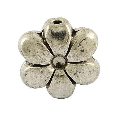 Perles de fleur en alliage de style tibétain, sans cadmium et sans plomb, 9.5x9x4mm, trou: 1 mm, environ 800 pcs / 1000 g