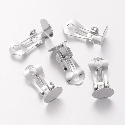 Brass Clip-on Earring Settings, Nickel Free, 18.5x9.5x8mm