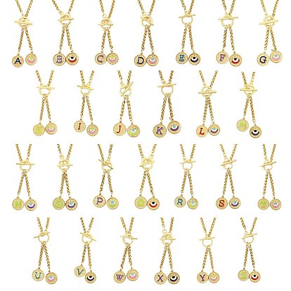 Ионное покрытие (ip) 304 эмалированная нержавеющая сталь с подвеской в виде буквы и глаза, цепочка из пшеницы, с Переключить застежками, золотые