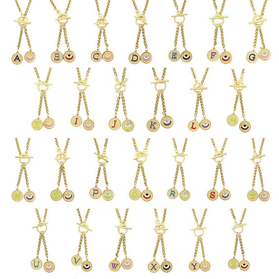 Ионное покрытие (ip) 304 эмалированная нержавеющая сталь с подвеской в виде буквы и глаза, цепочка из пшеницы, с Переключить застежками, золотые