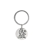 304 Stainless Steel Flat Round with Wolf Pattern Pendant Keychains, for Car Key Bag Ornament