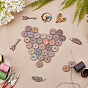 Gorgecraft 150Pcs 6Pcs 2-Hole Printed Wooden Buttons, for Sewing Crafting, Dyed, Flower & Arrow & Indian & Deer & Feather
