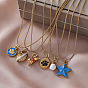 Vintage 304 Stainless Steel Starfish Angel Light Bulb Pendant Necklaces for Women, Golden