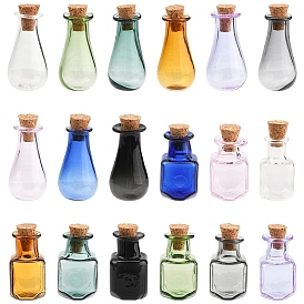 18 шт. 18 стили стеклянные пробковые бутылки орнамент, стеклянные пустые бутылки желаний, флаконы своими руками для подвесных украшений