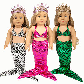 Cloth Doll Mermaid Swimsuit Outfits, for 18 inch Girl Doll Summer Party Dressing Accessories