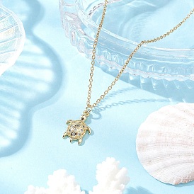 Подвеска в виде морской черепахи из латуни с микропаве из прозрачных кубических цирконий 304 Женские ожерелья из нержавеющей стали с цепочкой