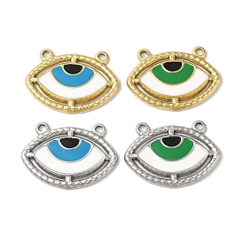 Ion Plating(IP) 304 Stainless Steel Enamel Pendants, Evil Eye Charm