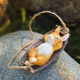 Swing Sleeping Rabbit Pendant Cute Animal Garden Statue Outdoor Yard Decoration Easter Gift
