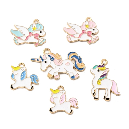 Подвески из эмали и сплава, золотой свет, очарование единорога