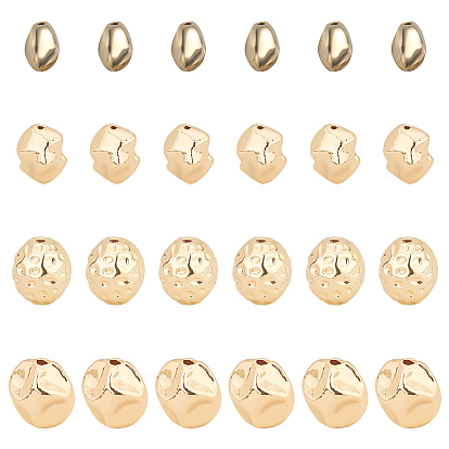 24 cuentas de latón estilo 4 piezas, dorado