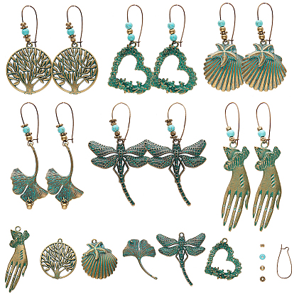 DIY Earring Making, with Alloy Pendants, Alloy Spacer Beads, Synthetic Turquoise Beads and Brass Hoop Earrings Findings