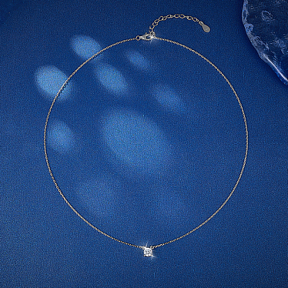 Ожерелья с подвесками из кубического циркония, с родиевыми серебряными цепочками для женщин