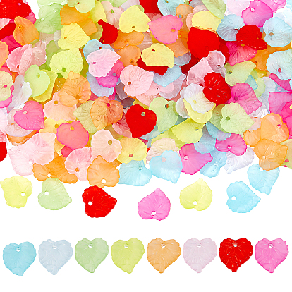 800Pcs 8 Colors Transparent Acrylic Pendants, Frosted, Heart