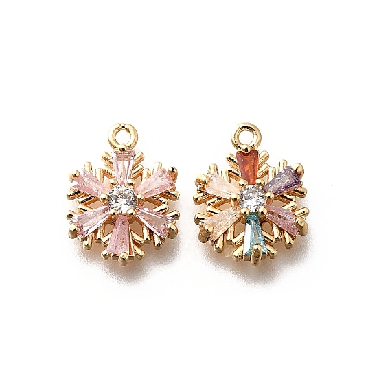 Рождественские латунные микропаве подвески из фианита, без кадмия, без никеля и без свинца, снежинка, реальный 18 k позолоченный