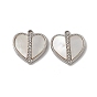 Shell Pendants, Heart Charms, with 201 Stainless Steel Crystal Rhinestone Findings