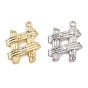 Brass Micro Pave Clear Cubic Zirconia Pendants, Woven Hashtag Charms