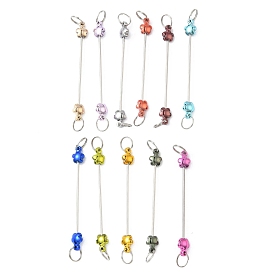 Железная планка для брелока с бусинами, с пластиковыми бусинами в виде цветов, для брелока своими руками, платина