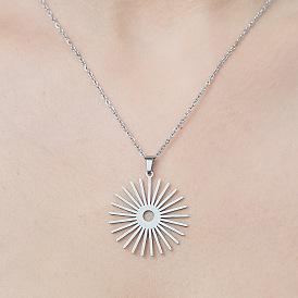 201 Stainless Steel Sun Pendant Necklace