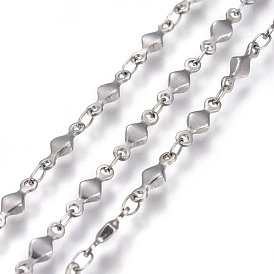 304 Stainless Steel Link Chains, Soldered, Rhombus