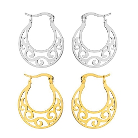 304 pendientes de aro de acero inoxidable para mujer, sector con hueco