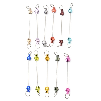 Железная планка для брелока с бусинами, с пластиковыми бусинами в виде цветов, для брелока своими руками, платина