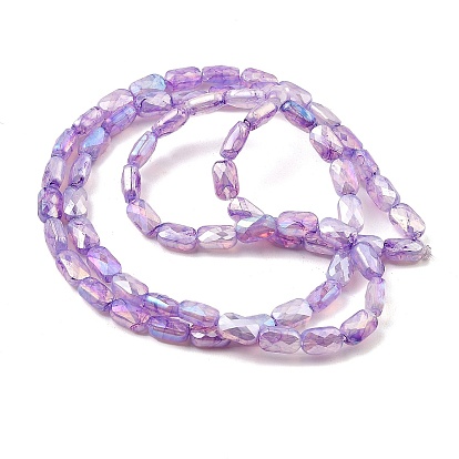 Imitation Jade Glass Beads Strands, AB Color Plated, Faceted, Rectangle
