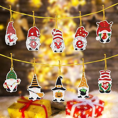 Christmas Theme DIY Diamond Painting Pendant Decoration Kits, including Pendant, Resin Rhinestones, Diamond Sticky Pen, Tray Plate and Glue Clay
