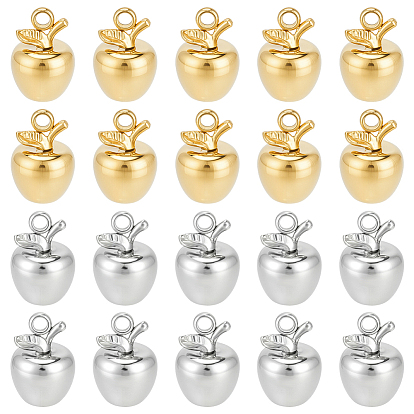 20шт 2 цвета подвески из нержавеющей стали, 3d яблочные подвески
