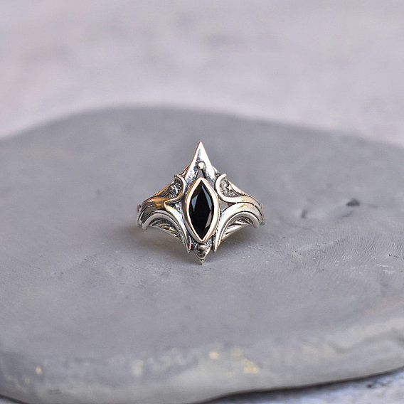 Кольца с кубическими цирконами из латуни, цветок с конским глазом