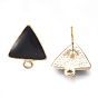 Alloy Enamel Stud Earring Findings, with Loop, Triangle, Light Gold