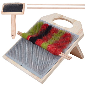 Tabla de mezcla de caucho y madera de pino, con peines de acero inoxidable para mascotas y palitos de madera para manualidades