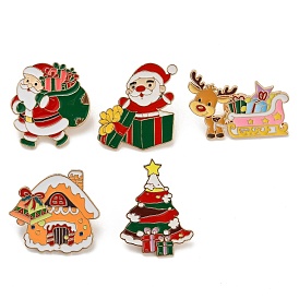 Рождественская эмалевая булавка, Значок из сплава для окраски рюкзака, одежды, золотые