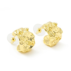 Alloy Thick C-shape Stud Earrings with 925 Sterling Silver Pins, Half Hoop Earrings for Women