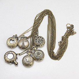 Fashion Iron Pocket Watches, with Brass Watch Head, 780mm