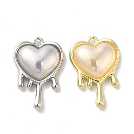 Alloy Pendant, with Glass, Lead Free & Cadmium Free, Melting Heart Charm