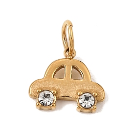 304 Stainless Steel Rhinestone Pendants, Car Charms