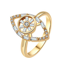 Evil Eye Rotatable Finger Ring Rings for Women, Brass Cubic Zirconia Fidget Spinner Rings for Calming Worry Meditation