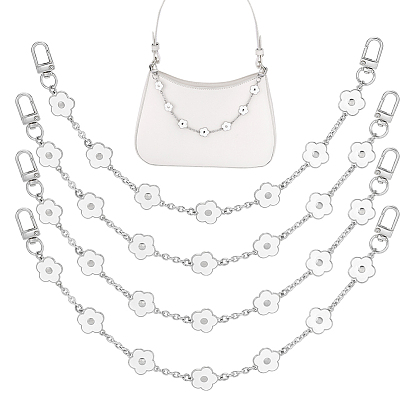 4шт. цепочки для сумок из сплава с цветочным рисунком и эмалью, платина