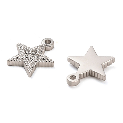304 Stainless Steel Pendants, with Rhinestone, Star Charms