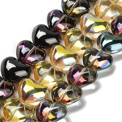 Стеклянные бусины с гальваническим покрытием , сердце