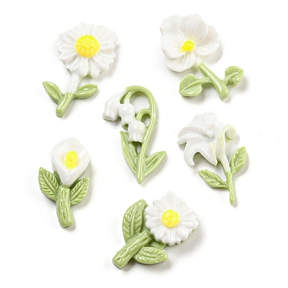 Светящиеся непрозрачные кабошоны из непрозрачной эпоксидной смолы, светящийся в темноте цветок