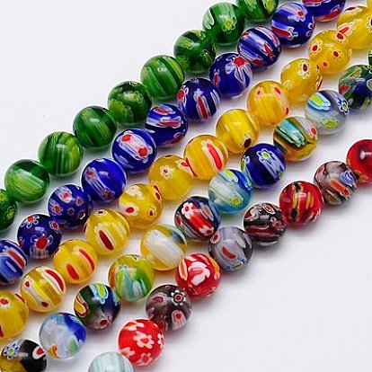 Handmade Millefiori Glass Bead Strands, Round