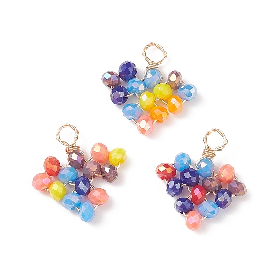 Electroplate Glass Pendants, with Glass Loops, Heart