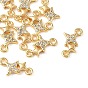 SHEGRACE Brass Micro Pave Clear Cubic Zirconia Double Star Links Connector Charms, Cadmium Free & Nickel Free & Lead Free, Long-Lasting Plated